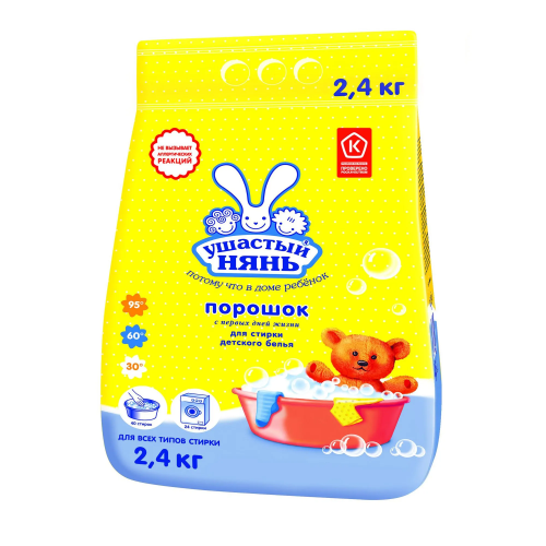 УШАСТЫЙ НЯНЬ порошок стиральный д/детского белья 2400г (6)